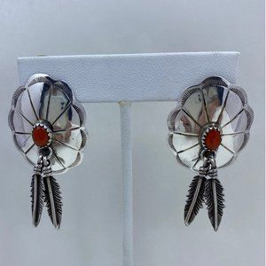 NAVAJO Feather Dangle Earrings By Douglas Harrison